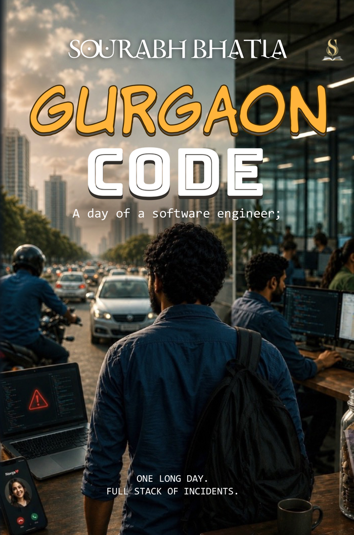 Front cover of Gurgaon Code novel showing high-rise office towers